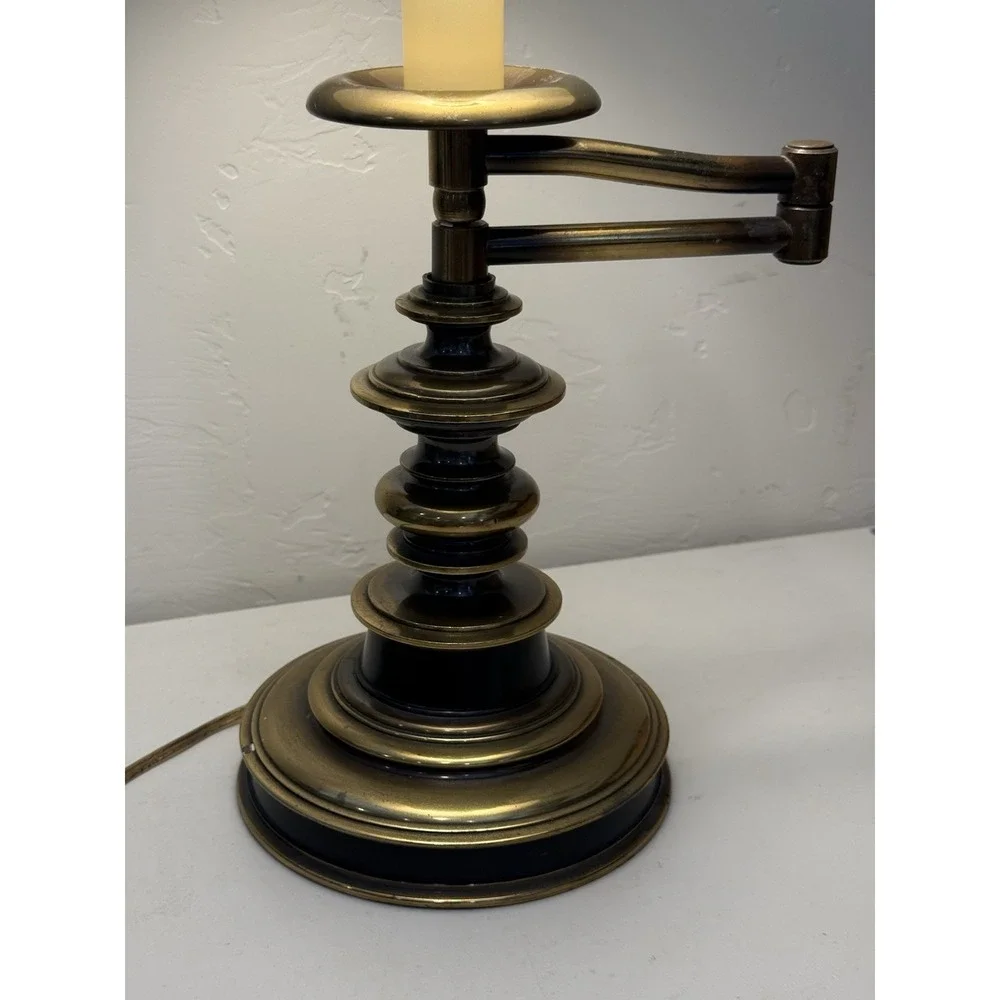 Vintage Solid Brass Metal  Hollywood Regency Style Table Lamp Heavy Armed Extend